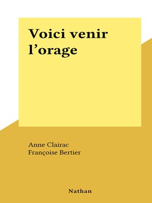cover image of Voici venir l'orage